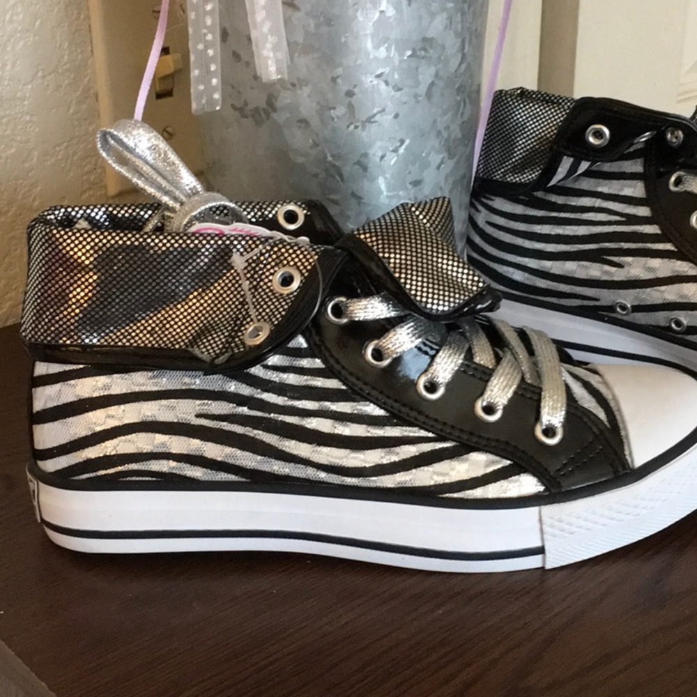 ZEBRA BLACK AND WHITE HIGH TOP LACE UP SNEAKERS